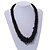 Chunky Black Glass Bead and Semiprecious Necklace - 56cm Long - view 9