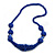 Chunky Blue Glass and Shell Bead Necklace - 70cm L - view 3