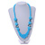 Chunky Light Blue Glass and Shell Bead Necklace - 70cm L - view 2