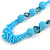 Chunky Light Blue Glass and Shell Bead Necklace - 70cm L - view 4