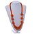 Chunky Burnt Orange Glass and Shell Bead Necklace - 70cm L - view 2