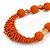Chunky Burnt Orange Glass and Shell Bead Necklace - 70cm L - view 3