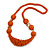 Chunky Burnt Orange Glass and Shell Bead Necklace - 70cm L - view 7