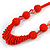 Chunky Bright Red Glass and Shell Bead Necklace - 70cm L - view 3