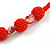 Chunky Bright Red Glass and Shell Bead Necklace - 70cm L - view 5