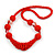 Chunky Bright Red Glass and Shell Bead Necklace - 70cm L - view 7