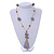 Light Grey Pom Pom, Tassel, Transparent Glass Bead Long Necklace - 88cm L/ 10cm Tassel - view 2