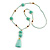 Mint Green Glass Bead, Pom Pom, Tassel Long Necklace - 88cm L/ 10cm Tassel - view 8