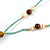 Mint Green Glass Bead, Pom Pom, Tassel Long Necklace - 88cm L/ 10cm Tassel - view 6