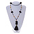 Black Glass Bead, Pom Pom, Tassel Long Necklace - 88cm L/ 10cm Tassel - view 2