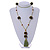 Olive Green Glass Bead, Pom Pom, Tassel Long Necklace - 88cm L/ 10cm Tassel - view 2