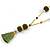 Olive Green Glass Bead, Pom Pom, Tassel Long Necklace - 88cm L/ 10cm Tassel - view 4