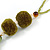 Olive Green Glass Bead, Pom Pom, Tassel Long Necklace - 88cm L/ 10cm Tassel - view 5