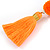 Bright Orange/ Neon Orange Glass Bead, Pom Pom, Tassel Long Necklace - 88cm L/ 10cm Tassel - view 5