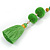 Spring Green Glass Bead, Pom Pom, Tassel Long Necklace - 88cm L/ 10cm Tassel - view 4