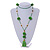 Spring Green Glass Bead, Pom Pom, Tassel Long Necklace - 88cm L/ 10cm Tassel - view 2