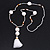 Snow White Glass Bead, Pom Pom, Tassel Long Necklace - 88cm L/ 10cm Tassel - view 9