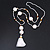 Snow White Glass Bead, Pom Pom, Tassel Long Necklace - 88cm L/ 10cm Tassel - view 10