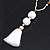 Snow White Glass Bead, Pom Pom, Tassel Long Necklace - 88cm L/ 10cm Tassel - view 11