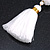 Snow White Glass Bead, Pom Pom, Tassel Long Necklace - 88cm L/ 10cm Tassel - view 13