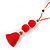 Scarlet Red Glass Bead, Pom Pom, Tassel Long Necklace - 88cm L/ 10cm Tassel - view 6