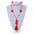 Scarlet Red Glass Bead, Pom Pom, Tassel Long Necklace - 88cm L/ 10cm Tassel - view 2