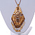 Bronze/ Gold/ Transparent Glass Bead Geometric Pattern Pendant with Long Cotton Cord - 80cm Long - view 3