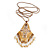 Bronze/ Gold/ Transparent Glass Bead Geometric Pattern Pendant with Long Cotton Cord - 80cm Long - view 2