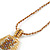 Bronze/ Gold/ Transparent Glass Bead Geometric Pattern Pendant with Long Cotton Cord - 80cm Long - view 7