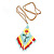 Multicoloured Glass Bead Floral Pendant with Long Cotton Cord - 80cm Long - view 4
