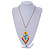 Multicoloured Glass Bead Floral Pendant with Long Cotton Cord - 80cm Long - view 3