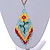 Multicoloured Glass Bead Floral Pendant with Long Cotton Cord - 80cm Long - view 7