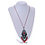Black/ Red/ White Glass Bead Geometric Pattern Pendant with Long Cotton Cord - 80cm Long - view 2