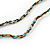 Light Blue/ Gold/ White Glass Bead Geometric Pattern Pendant with Long Cotton Cord - 80cm Long - view 7
