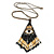 Black/ White/ Gold Glass Bead 'Third Eye' Pattern Pendant with Long Cotton Cord - 80cm Long - view 3
