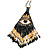 Black/ White/ Gold Glass Bead 'Third Eye' Pattern Pendant with Long Cotton Cord - 80cm Long - view 7