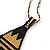 Black/ White/ Gold Glass Bead 'Third Eye' Pattern Pendant with Long Cotton Cord - 80cm Long - view 5