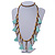Long Natural Wood, Bronze Glass Bead with Mint Green Cotton Tassel Necklace - 100cm L - view 2