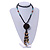 Black Wood, Glass, Sea Shell, Tree Seed Bead with Pom Pom Tassel Long Necklace - 80cm L/ 16cm Tassel - view 2