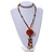 Brown Wood, Glass, Sea Shell, Tree Seed Bead with Pom Pom Tassel Long Necklace - 80cm L/ 16cm Tassel - view 2