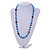 Blue Pearl Style, Black Glass and Floral Ceramic Beaded Necklace - 72cm L/ 4cm Ext - view 2