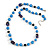 Blue Pearl Style, Black Glass and Floral Ceramic Beaded Necklace - 72cm L/ 4cm Ext - view 3