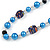 Blue Pearl Style, Black Glass and Floral Ceramic Beaded Necklace - 72cm L/ 4cm Ext - view 4