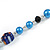 Blue Pearl Style, Black Glass and Floral Ceramic Beaded Necklace - 72cm L/ 4cm Ext - view 5