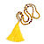 Long Wood, Glass, Seed Beaded Necklace with Silk Tassel (Nude, Yellow, Brown) - 80cm L/ 11cm Tassel - view 5