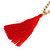 Long Wood, Glass, Seed Beaded Necklace with Silk Tassel (Nude, Red, Brown) - 80cm L/ 11cm Tassel - view 5
