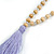 Long Wood, Glass, Seed Beaded Necklace with Silk Tassel (Nude, Purple, Lavender, Brown) - 80cm L/ 11cm Tasse - view 6