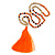 Long Wood, Glass, Seed Beaded Necklace with Silk Tassel (Nude, Orange, Brown) - 80cm L/ 11cm Tassel - view 5