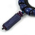 Statement Chunky Bone and Wood Bead with Black Rubber Cord Necklace In Dark Blue/ Violet - 48cm Long - view 9
