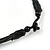 Statement Chunky Bone and Wood Bead with Black Rubber Cord Necklace In Dark Blue/ Violet - 48cm Long - view 5